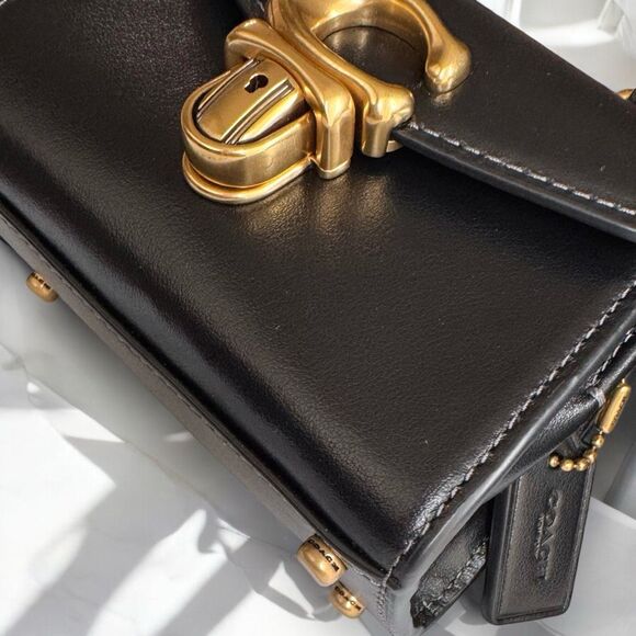 🖤 NWT Coach Luxe Refined Calf Leather Sammy 12 Top Handle Crossbody in Black - Picture 11 of 17